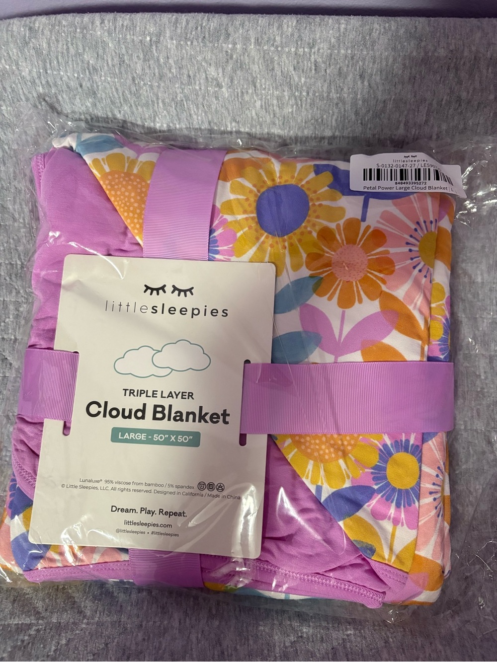 Little Sleepies Purple Floral Cloud Blanket - Petal Power